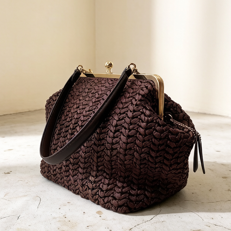 Hand-Woven Kisslock Frame Shou - Women'S Raffia Bags recension och pris