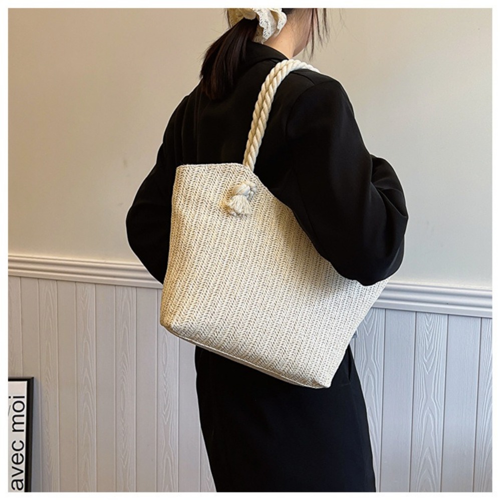 New Summer Beach Tote Bag Larg - Women'S Raffia Bags recension och pris